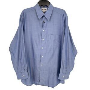Alfani Men's Silk Oxford Dress Shirt Button Up Long Sleeve Blue